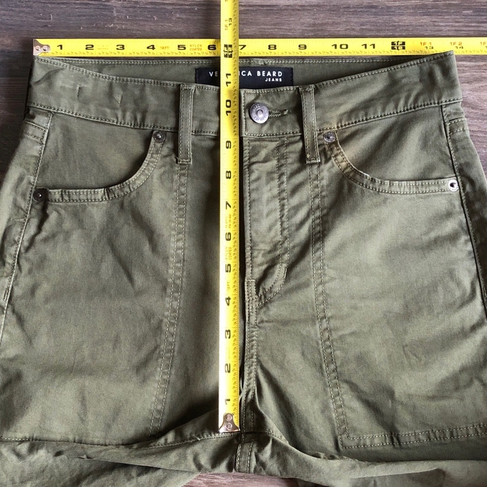 Veronica Beard Crosbie Wide Leg High Rise Pants Army Green 26 Flaw - Picture 13 of 15
